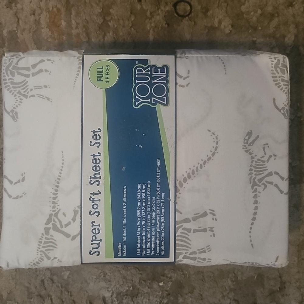 Dinosaur Print Sheet Set - Cream